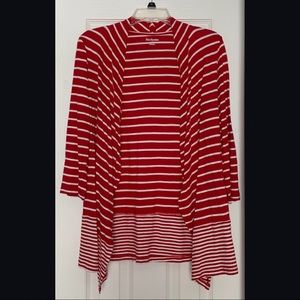 Striped Red & White Cardigan - Women’s